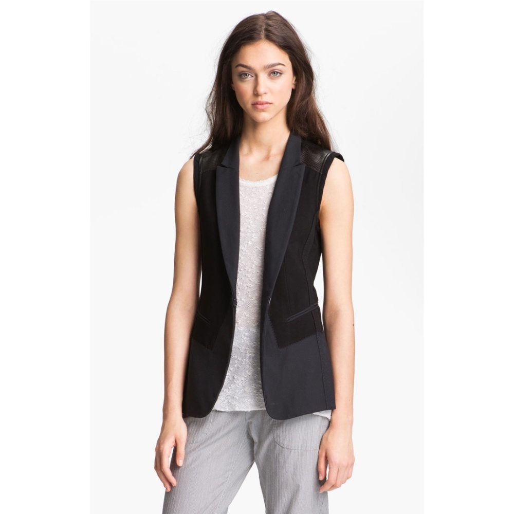 NEW Rag & Bone Finn Leather Cotton Vest, Small